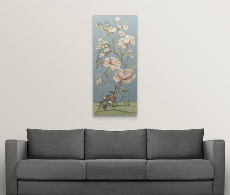 Pastel Chinoiserie Pastel Chinoiserie I - Painting, 48" H x 21" W x 1.5" D, Canvas