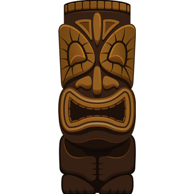 SP13168 Statue hawaïenne en bois tiki hawaïen découpé en carton debout