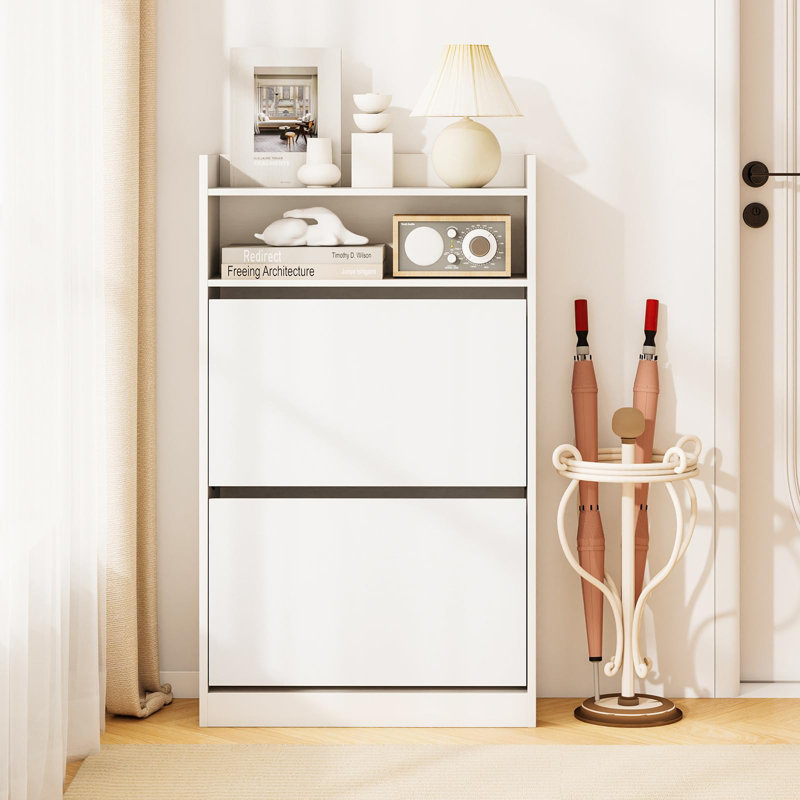 12 Pair Shoe Storage Cabinet, White