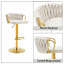 Ensemble de 2 tabourets de bar réglables modernes à hauteur de comptoir avec dossier tissé et base en métal doré pour la cuisine, le bar-756666378