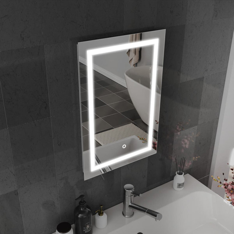 Rectangle LED Bathroom Mirror Fog Free Touch Sensor, 40 cm H x 60 cm W