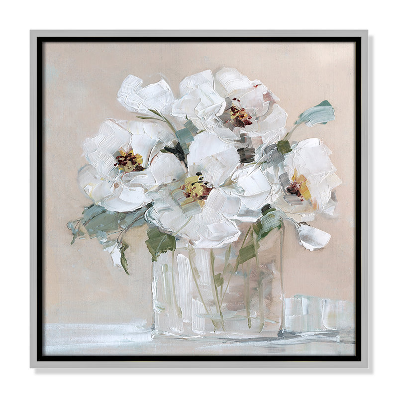 Soft White I de Sally Swatland, H 17,5 po x l 17,5 po x P 2 po, Argent
