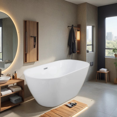 63.11'' x 28.82'' Soaking Acrylic Bathtub