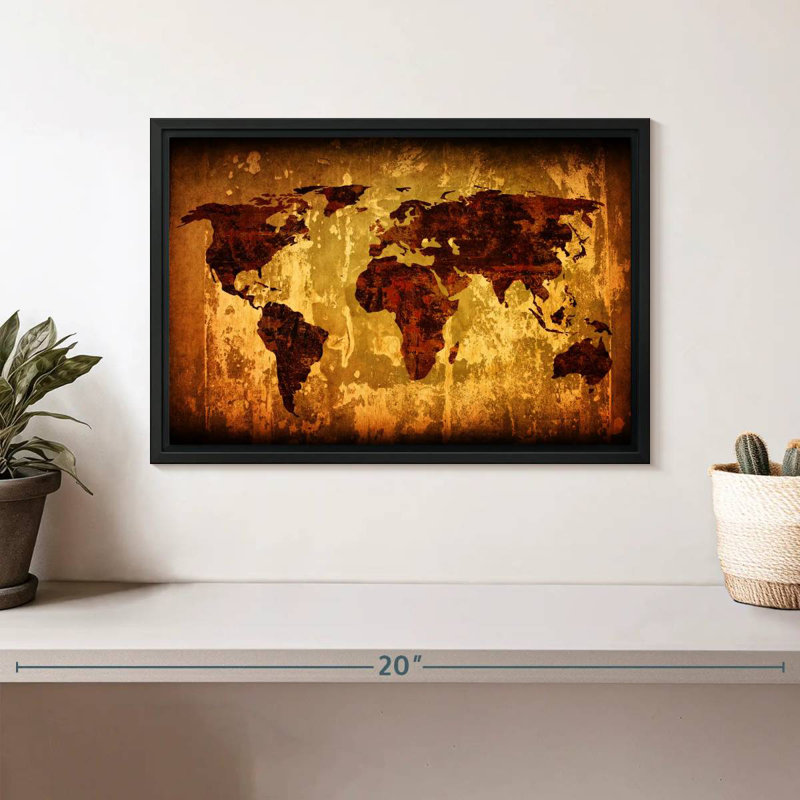 Carte du monde rétro Aliaz, H 9 po x l 13 po