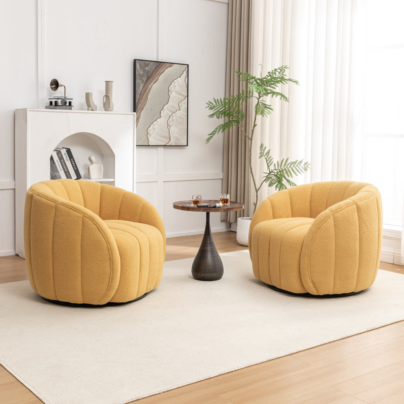 Fauteuil demi-tonneau pivotant, Mélange de polyester jaune