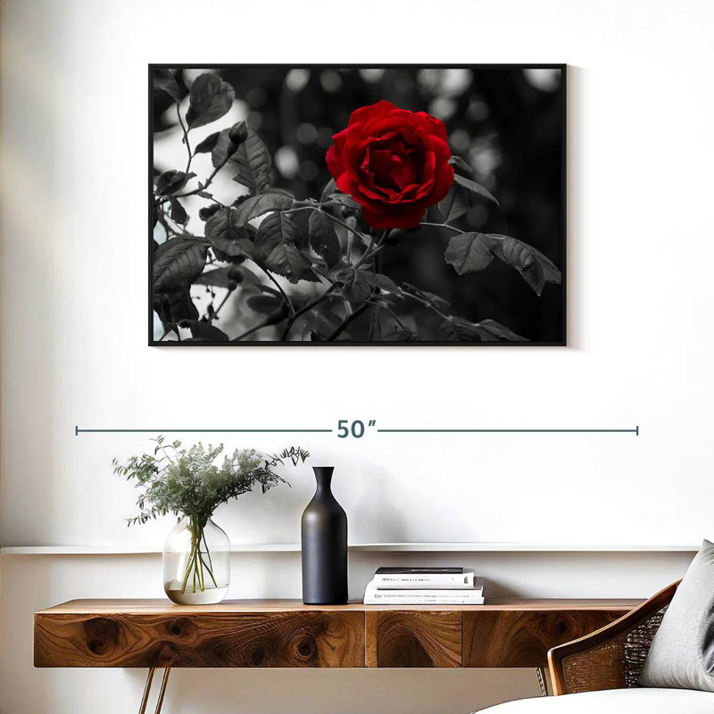 Lone Rose Pop, Floating Frame Black, 37" X 25"