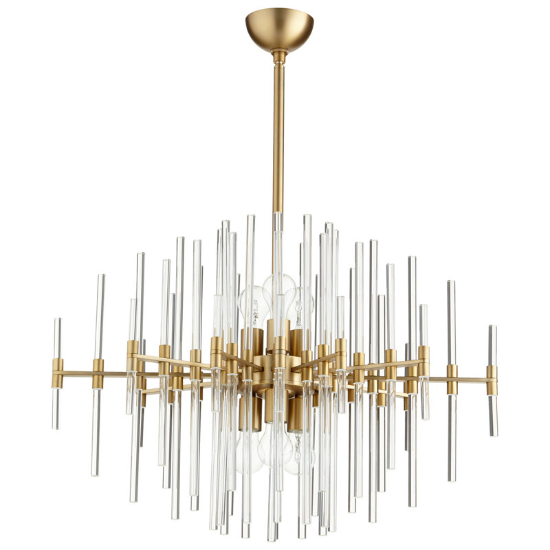 Lustre géométrique 6 lumières unique Quebec, Laiton vieilli