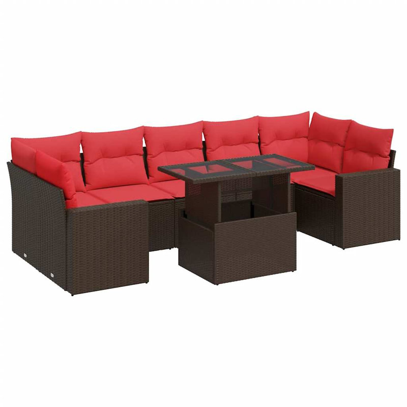 Wicker 7 - Person Garden Lounge Set with Cushions