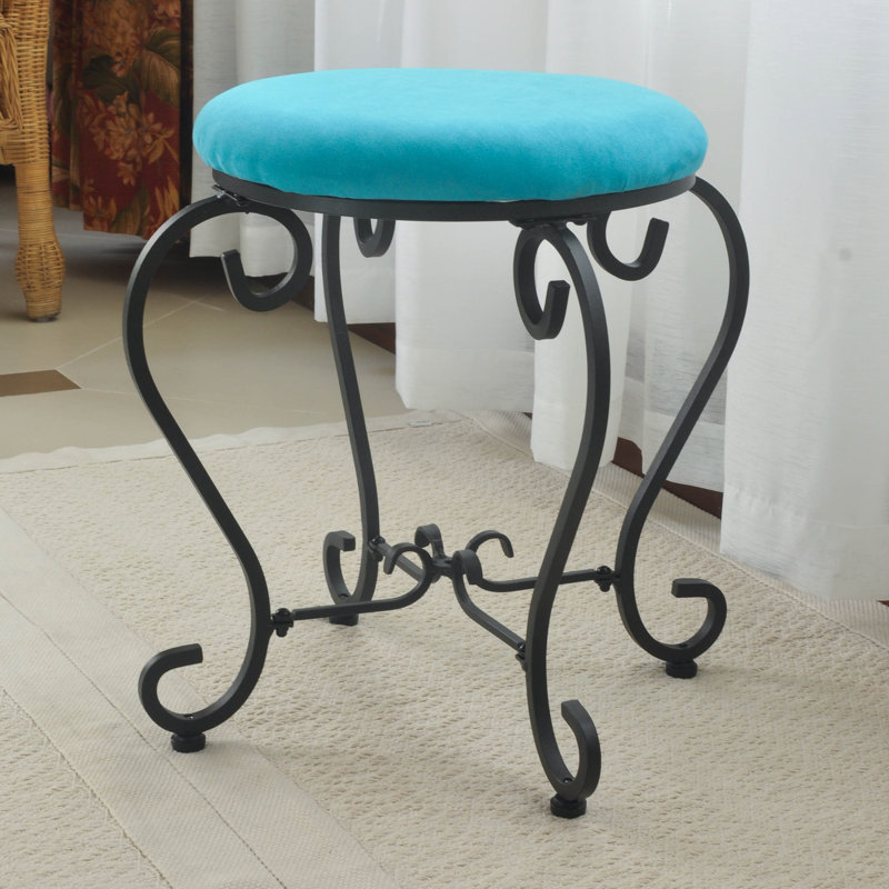 Apisan Steel Accent Stool, Aqua Blue