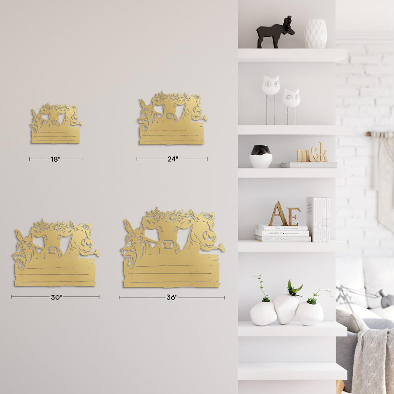 Décoration murale en métal, H 24 po x l 36 po x P 0,05 po, Or