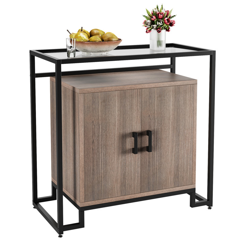 Buffet de 35 po de largeur, Noir / brun rustique