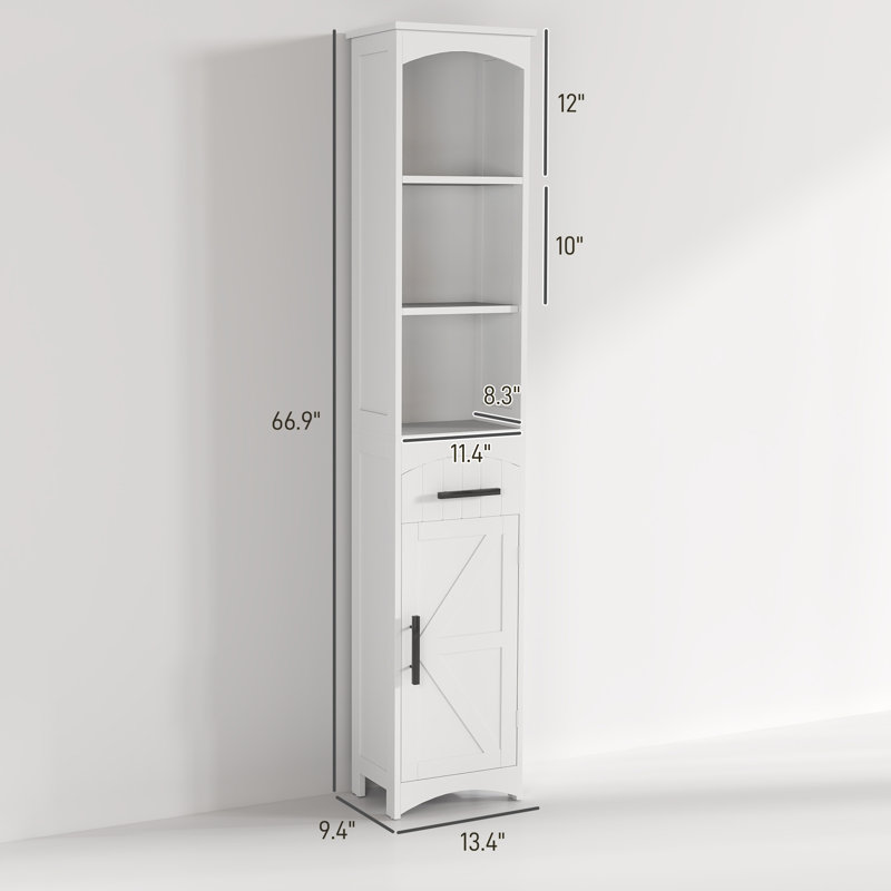 Armoire étroite avec tiroir, Blanc