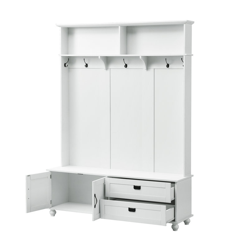  Arbre d'entrée tendance avec armoire de rangement et 2 grands tiroirs, Blanc