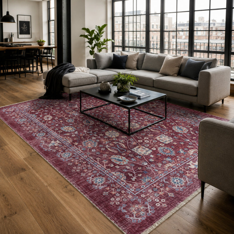 Vintage Look Cotton and Chenille Flatweave Area Rug, 160 cm round