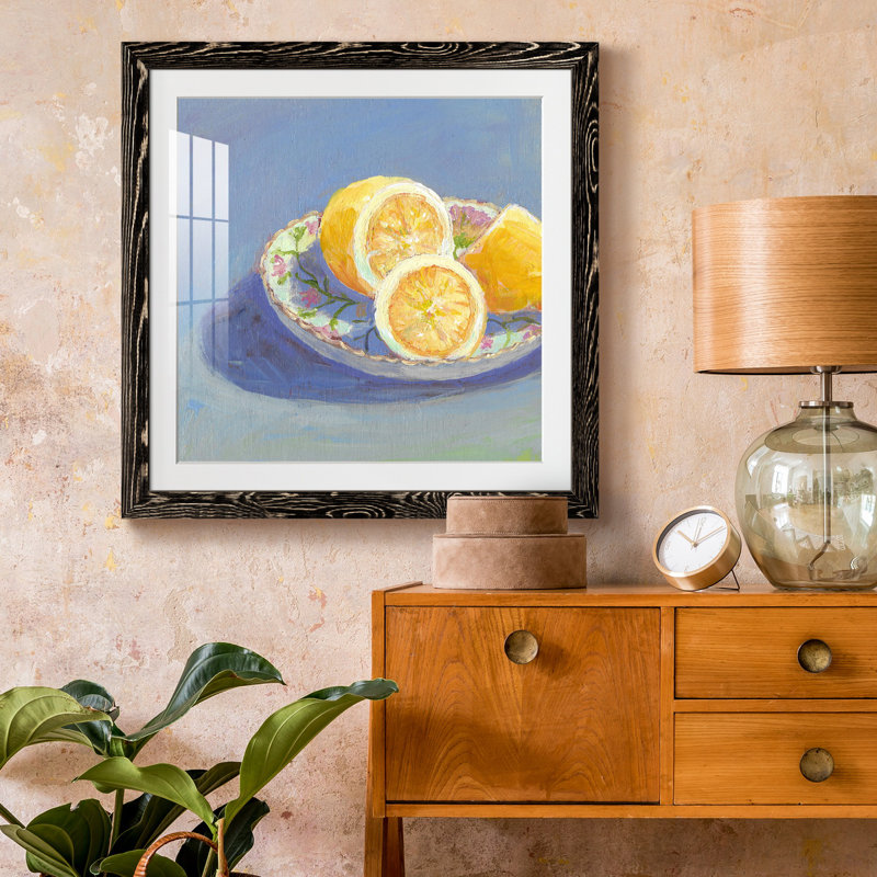Nature morte aux agrumes I - reproduction d'art, Papier encadré noir vieilli, H 26,5 po x l 26,5 po x P 1,5 po, Blanc