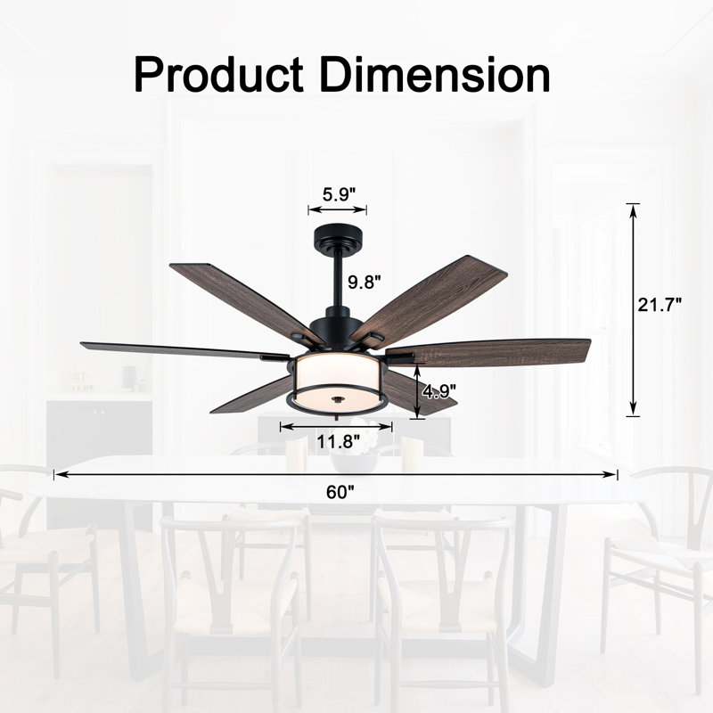 Ventilateur de plafond 60 po avec lumières et télécommande