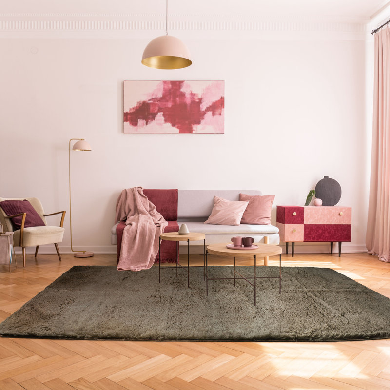Carice Solid Colour Shag Area Rug, Rectangle 190 cm x 290 cm