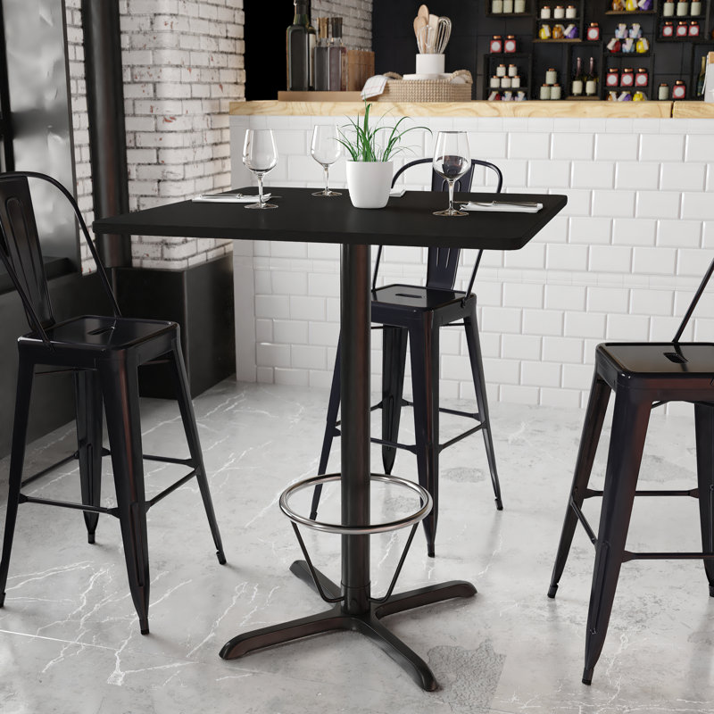 Basler 24'' Square Laminate Table Top with 22'' x 22'' Bar Height Table Base, 43.125" H x 36" W x 36" D, Black