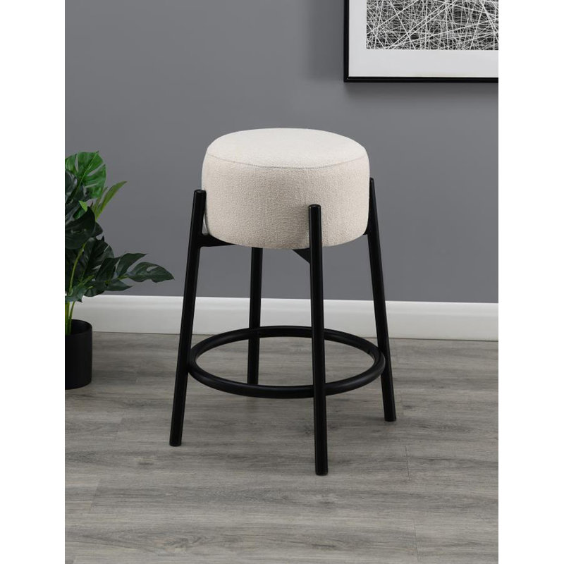 White Metal Backless Contemporary Counter Stools, Set of 2
