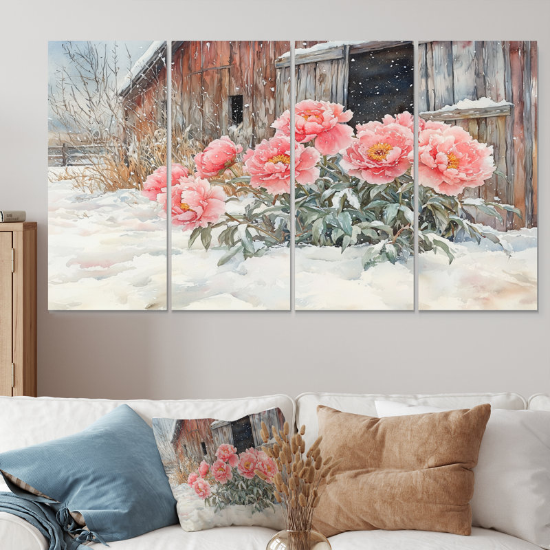 Bernard - par des pivoines - art mural traditionnel, H 28 po x l 48 po, 4