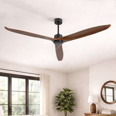 Grand ventilateur de plafond 72 po 3 pales en bois massif avec télécommande