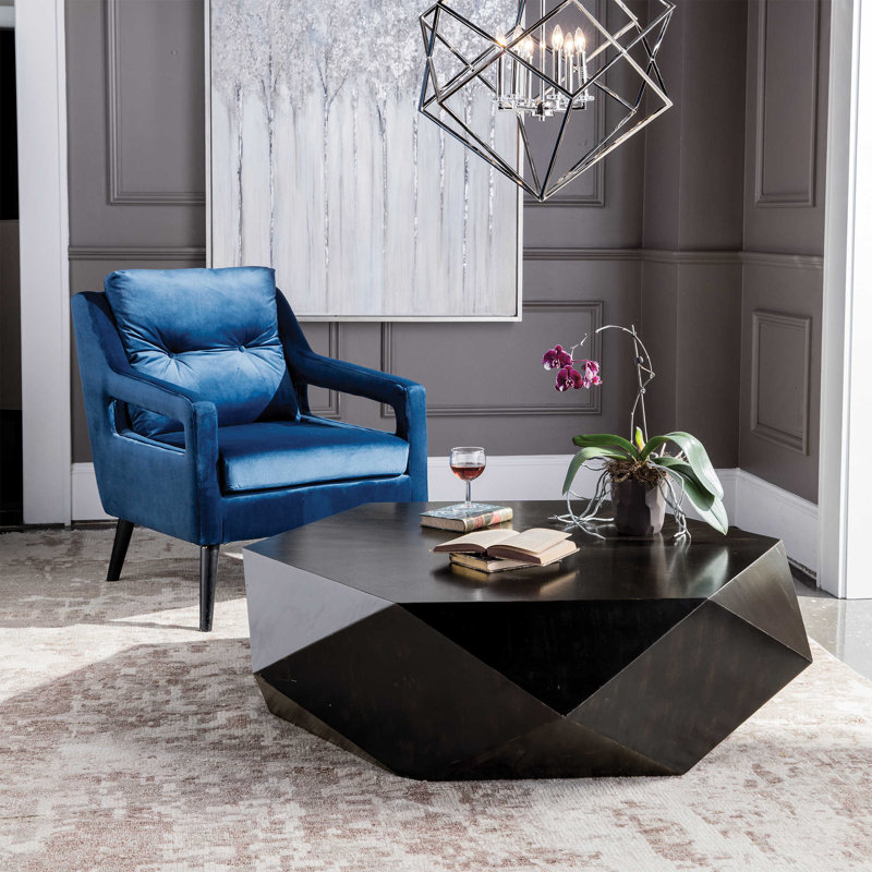 Kane Coffee Table, Worn Black, 14" H x 50" L x 50" W