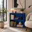 Organisateur de rangement à 2 niveaux pour bibliothèque, tablette de rangement ouverte en bois pour chambre à coucher, chambre de bébé, chambre d'enfant, salon ou bureau personnel - bleu-124322797