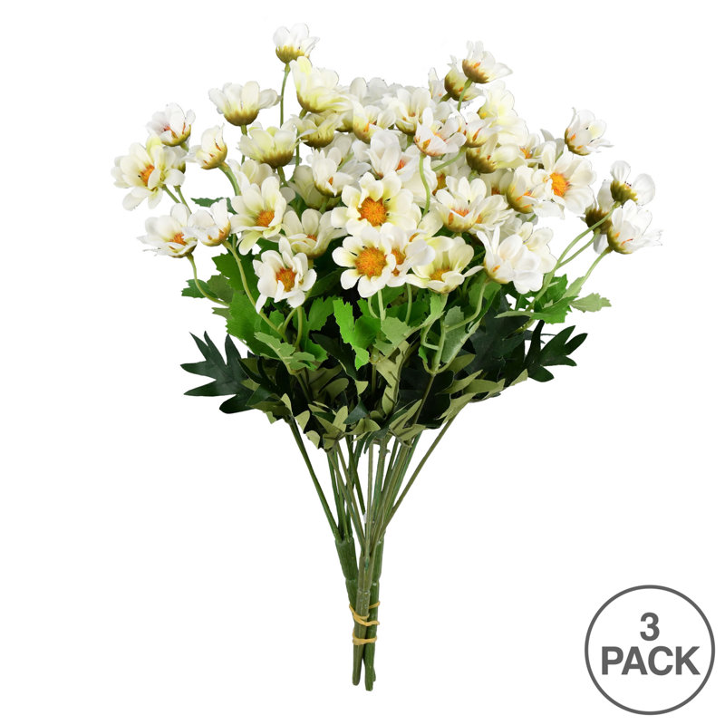 14.5" Artificial Wild Daisy Bush, White