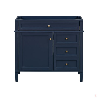Meuble-lavabo de 36 po sans lavabo supérieur, armoire de rangement moderne avec 2 tiroirs et un tiroir basculant, structure en bois massif