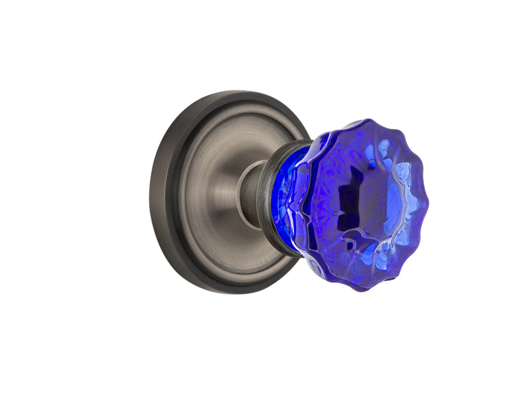 Classic Rosette with Crystal Cobalt Door Knob Nostalgic Warehouse 