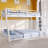 Metal Twin Over Full Size Bunk Bed,, Low Profile Bunkbeds with Length Guardrail and Ladder-725769953