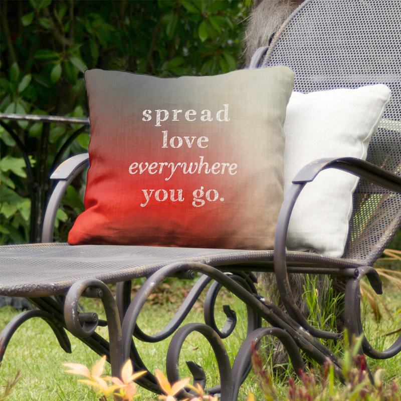 Coussin décoratif intérieur/extérieur spread love, 20 po x 20 po, Blanc / rouge