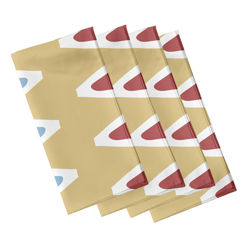 Gerhild Polyester Geometric Square Napkin, Red