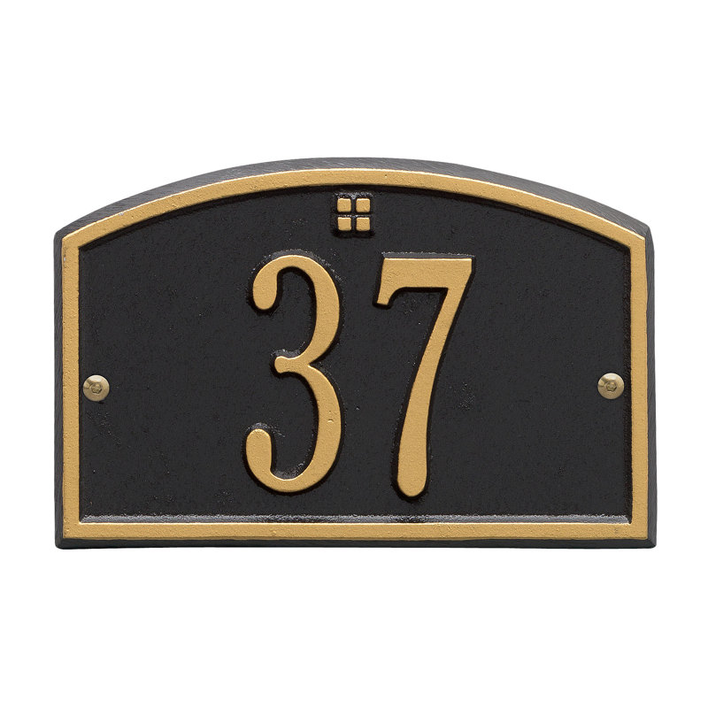 Cape Charles 1-Line Wall Address Plaque, Black and Gold, Yes
