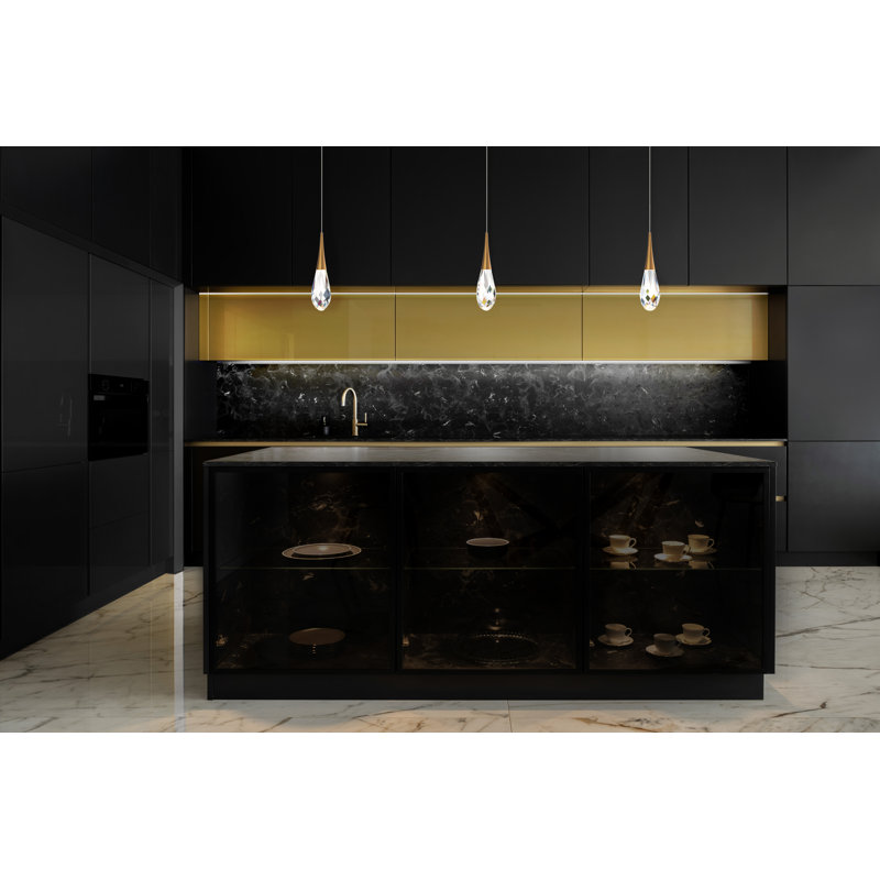 Hibiscus 1 Light LED Mini Pendant, Aged Brass