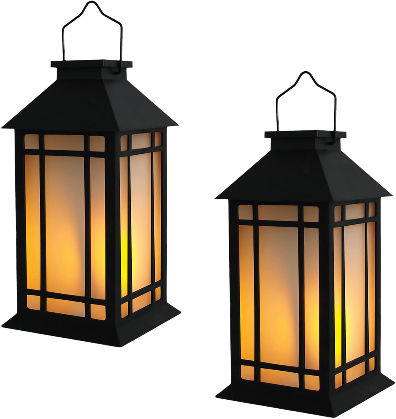 Passetas 2-Pack 13" Vintage Candle Lantern With Led Flameless Candle (6Hr Timer) - IP65 Waterproof Battery Powered Candle Lantern
