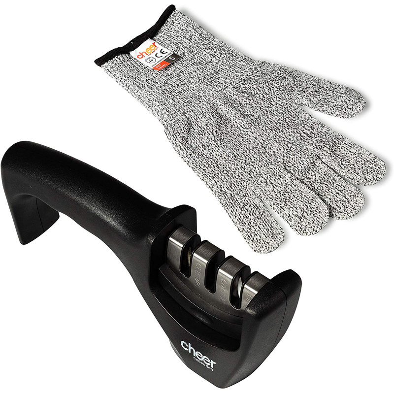 Cheer Collection 3 Stages Manual Knife Sharpener, Black