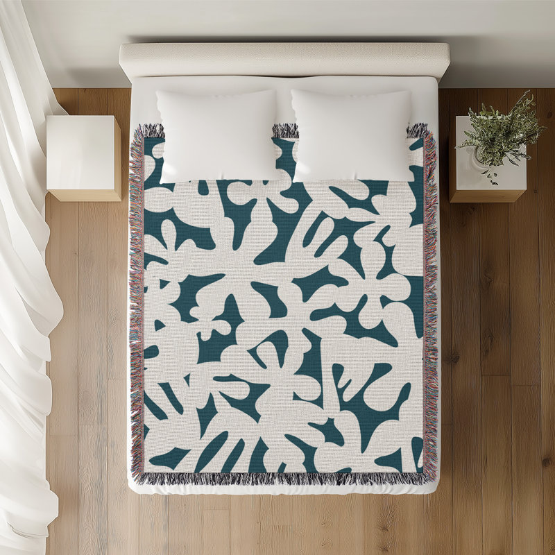 Jeté en coton Sheri, Bleu sarcelle, 50 x 70