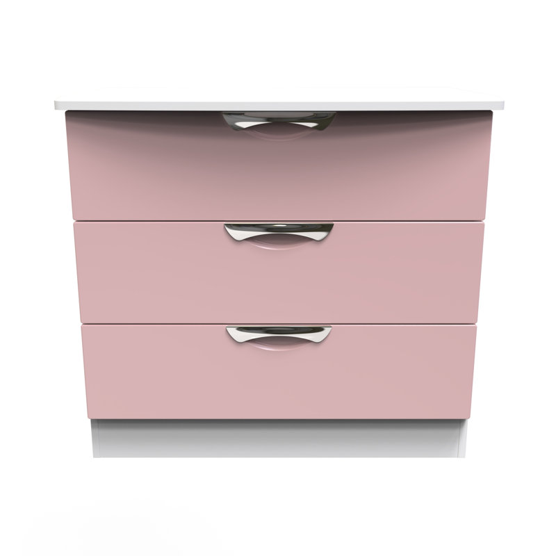 Bhodhini 77cm W 3 - Drawer Chest of Drawers, Pink