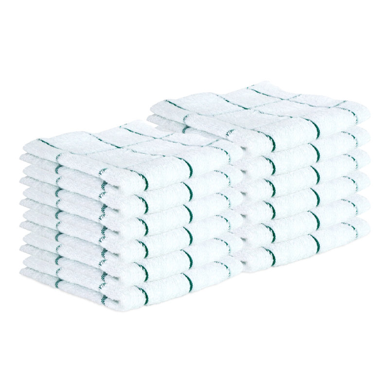 Cook's Linen 100% Cotton 12x12 Dishcloth (Pack of 12), Green