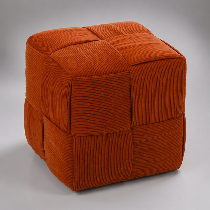 Repose-pieds ottoman en velours côtelé doux et confortable, forme carrée pour une utilisation polyvalente dans les salons et les chambres (brun)