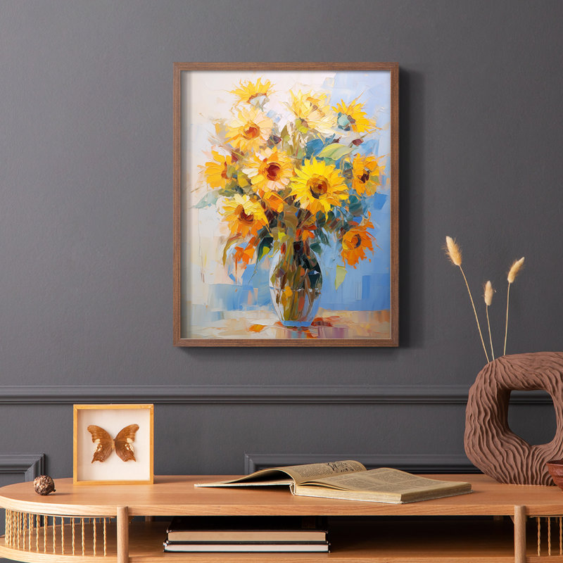 Série FLORAL CDLxxi - reproduction encadrée de qualité supérieure - prête à être accrochée - aucun clou requis, Noyer
