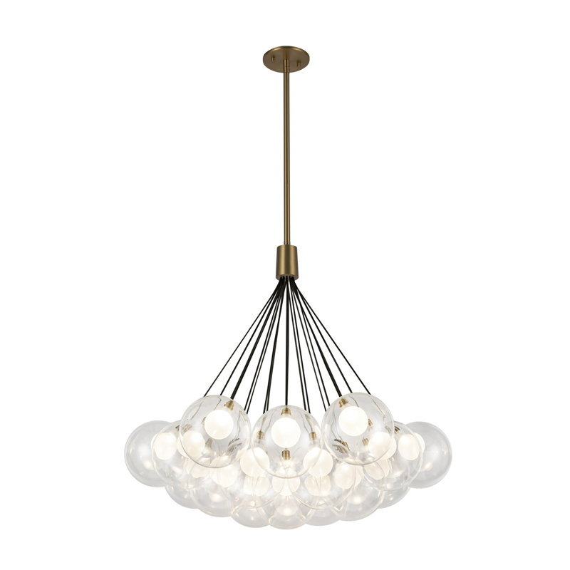 Bolla Steel LED Chandelier, Brushed Gold, 19, 29" H x 28" W x 28" D