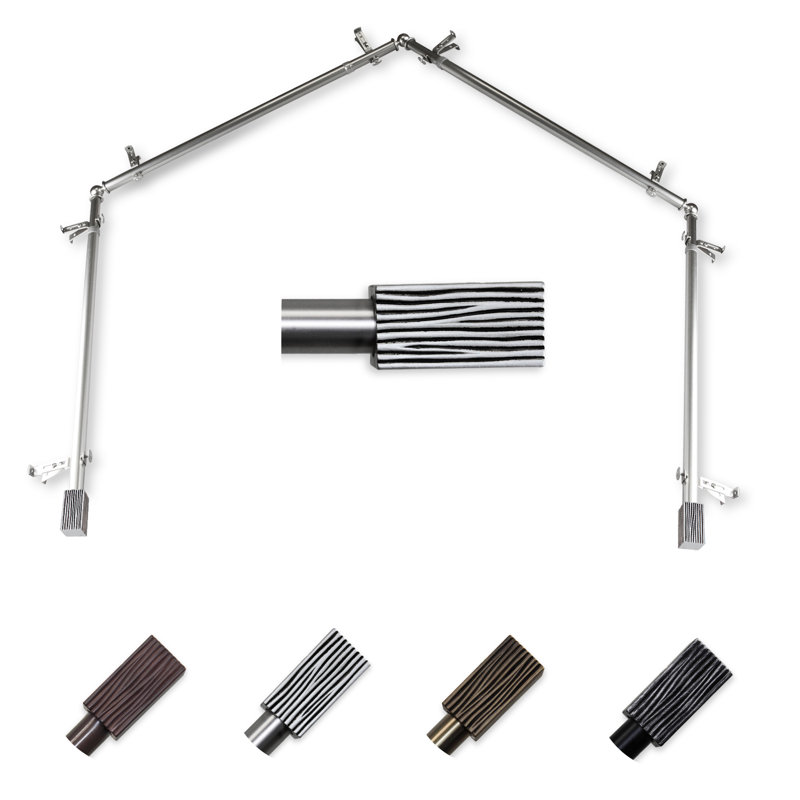 Tringle à rideaux simple réglable de 28 à 48 po Hazel, Nickel satiné, 18 po à 28 po (chaque côté)