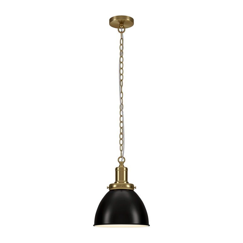 Elodie 1 - Light Brass Dome Pendant, 88" H x 5.13" W x 5.13" D, Black