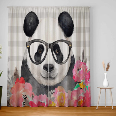 Panda with Glasses Blackout Curtains  Home Decor Pair