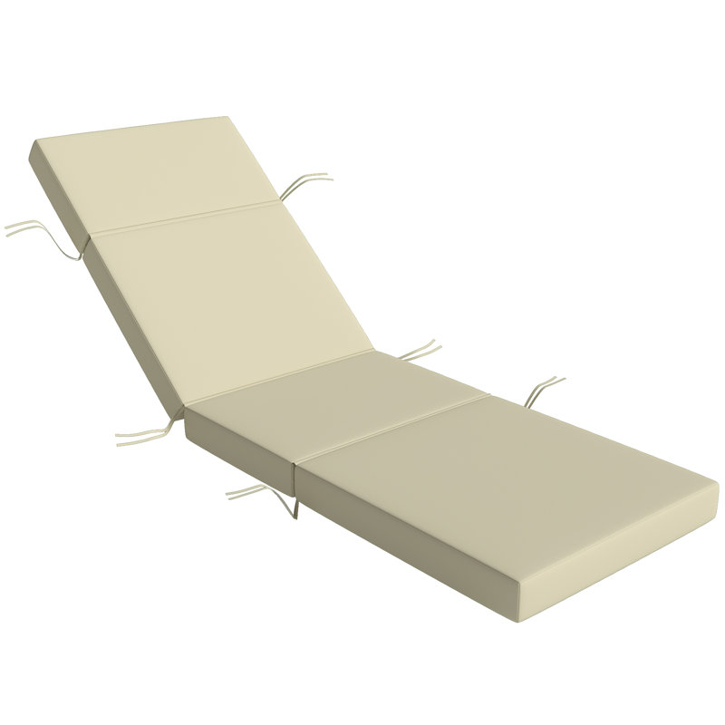 Chaise Lounge Cushion, 4" Thick Outdoor Lounge Chair Cushions with Non-Slip Ties, Waterproof and Fade Resistant Lounger Replacement for Patio, 26" x 80 ", Cream White