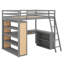 Full Size Wooden Loft Bed Frame With Desk, Large Shelving & Ladder – Multifunctional Design-114346435