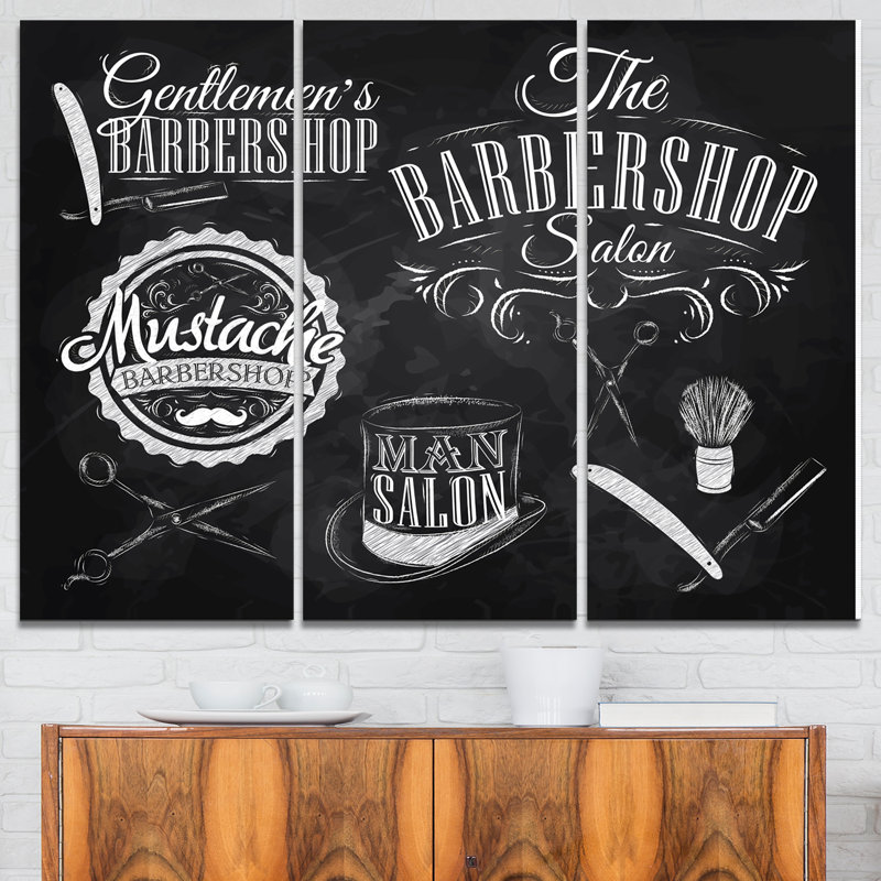 Set barbershop-ensemble de 3 impressions sur toiles tendues