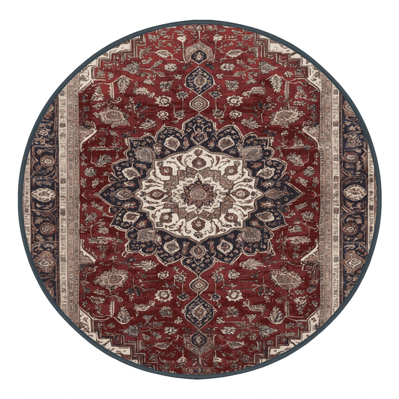 Tapis brun lavable à la machine, Rond 3 pi